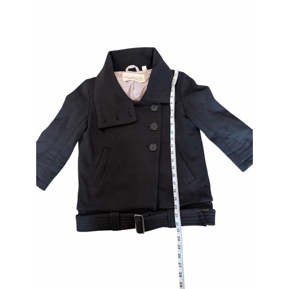 Aritzia Community Black Jacket Womens Small Belted Cropped Coat Organic Cotton S - Picture 9 of 11